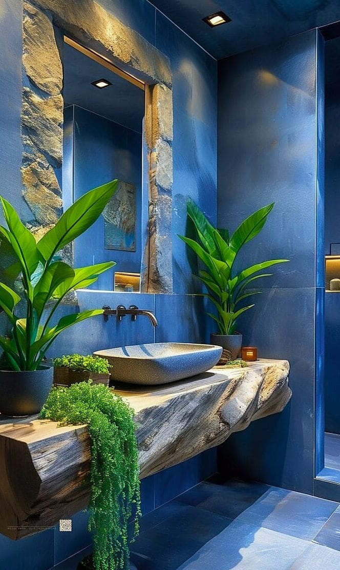 Moody Blue-Green Powder Room