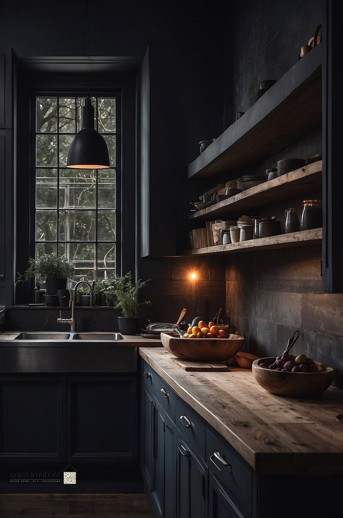 25 Shaker Kitchen Ideas for Every Home Style and Budget 21 Moody Shaker Kitchen with Dark Walls