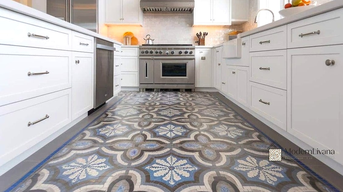 22 Kitchen Floor Tiles Ideas You Haven't Seen Before 16 Mosaic Tile in a Fan Pattern