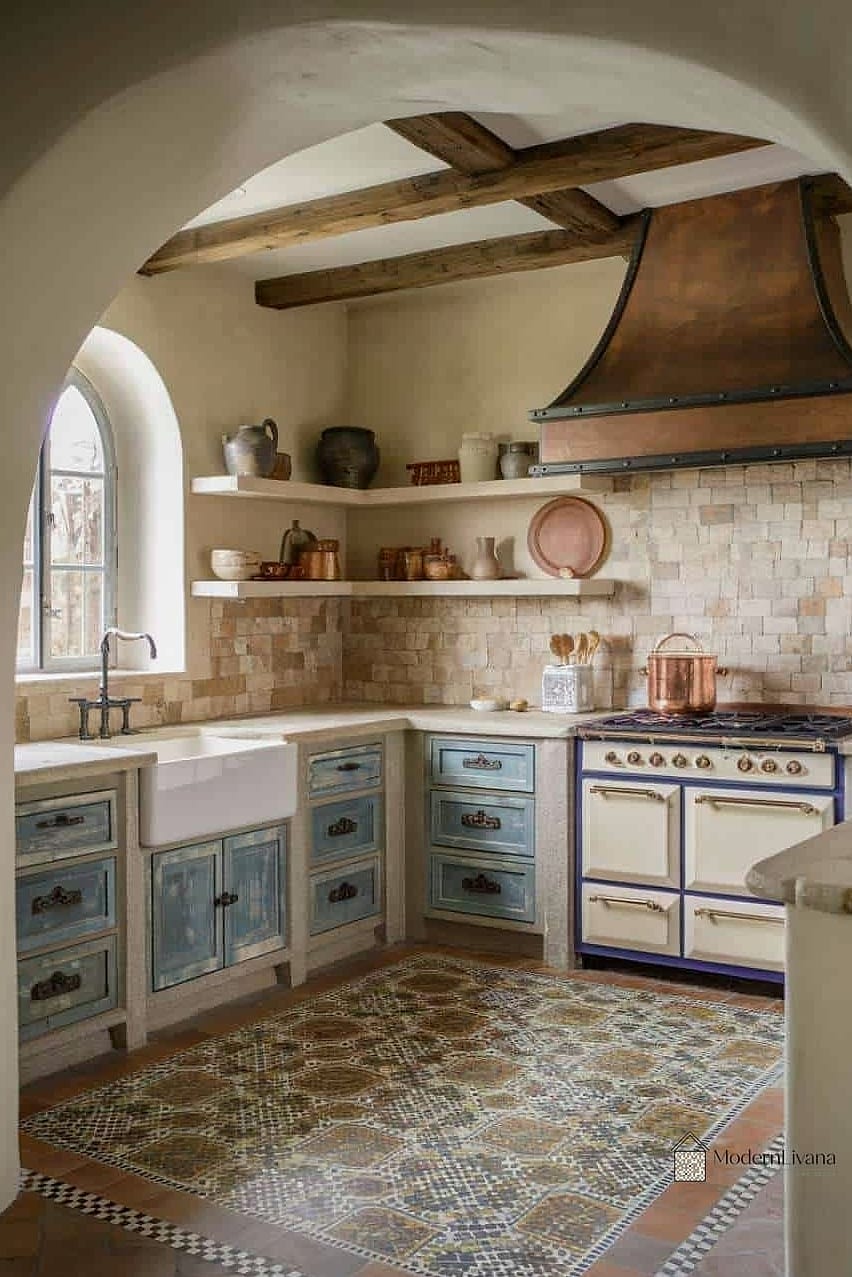 Mosaic Tile Backsplash in Earth Tones