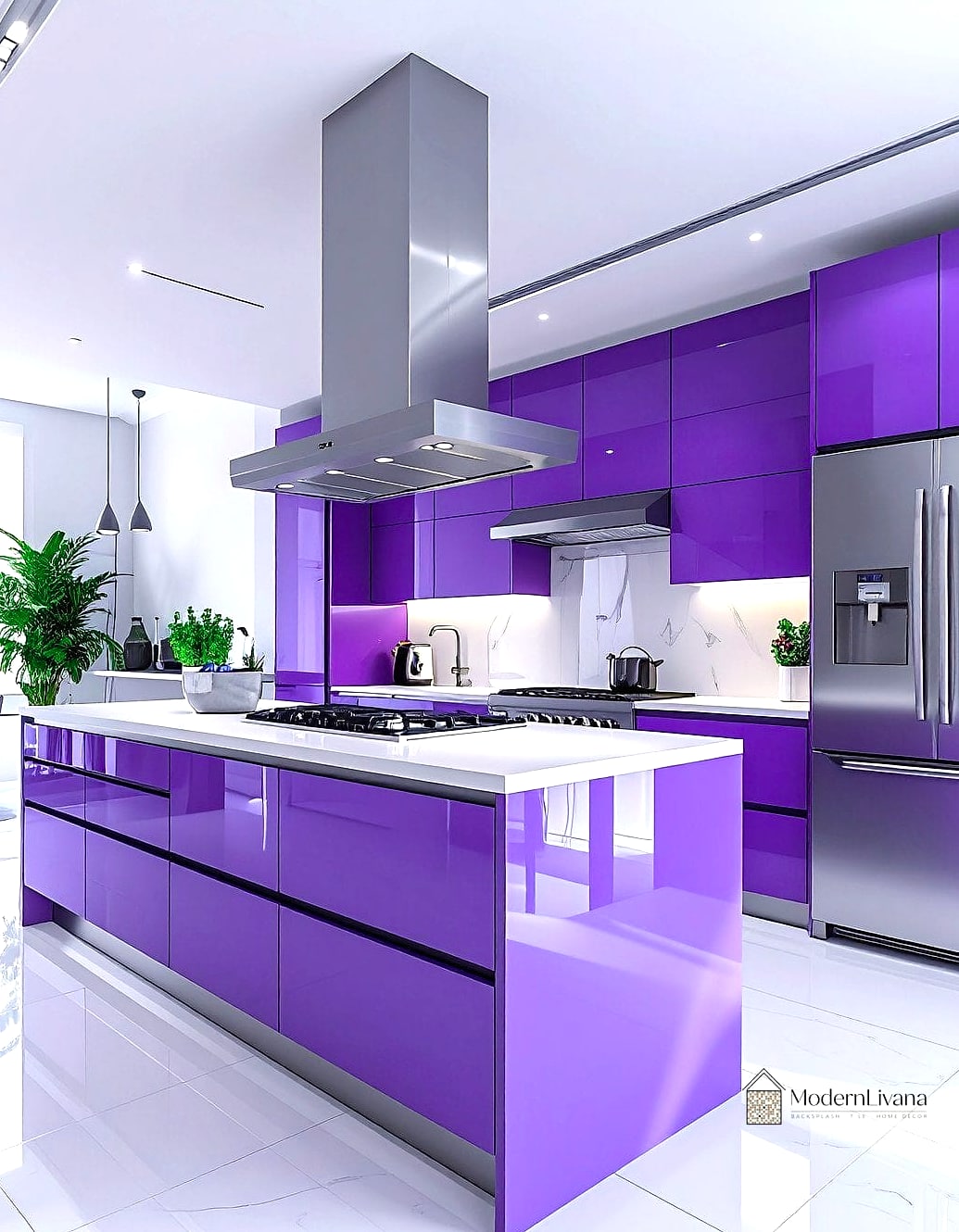 29 Purple Kitchen Ideas That Are Stylish and Practical 28 Muted Periwinkle Cabinets