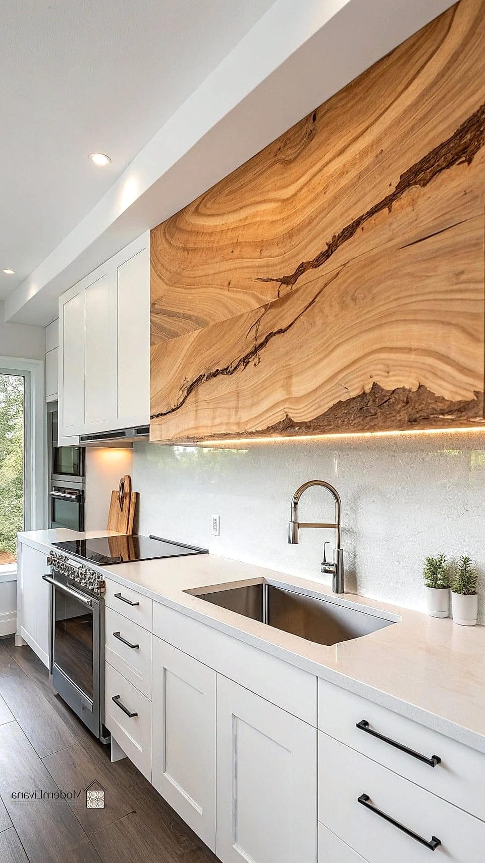 Natural Live Edge Wood Backsplash