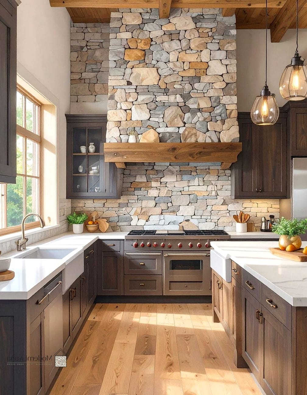Natural Stacked Stone Backsplash