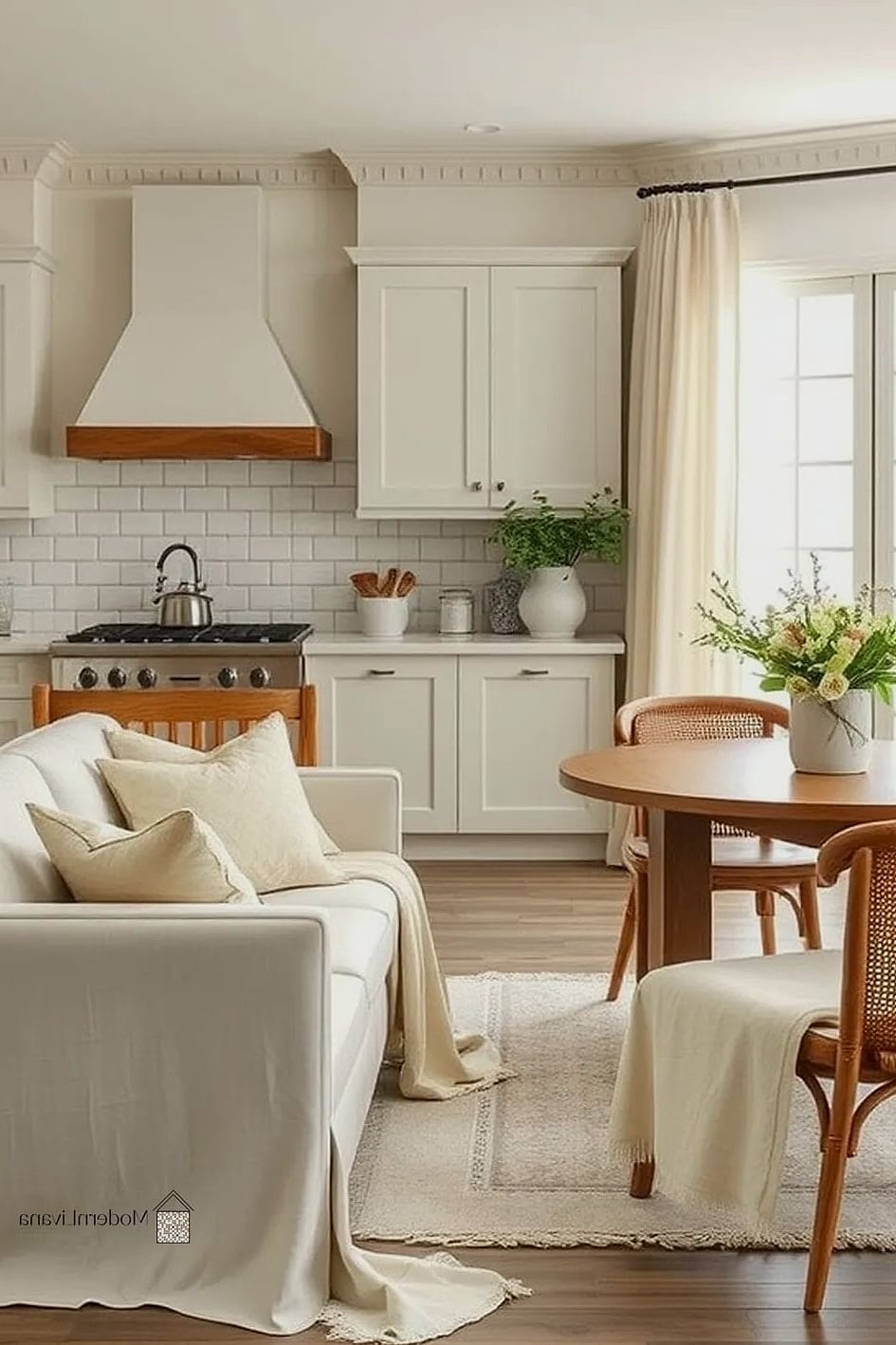 Neutral Layered Textiles and Greenery