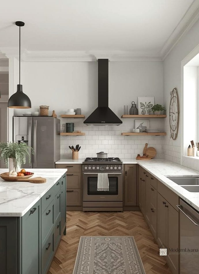 30 Small Kitchen Ideas We Can't Stop Pinning 27 A Neutral Palette with One Bold Accent