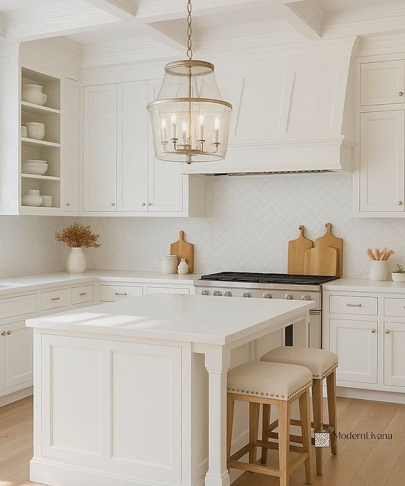 28 Off White Kitchen Ideas You Haven't Seen Before 24 Off White Cabinets with Leather Drawer Pulls