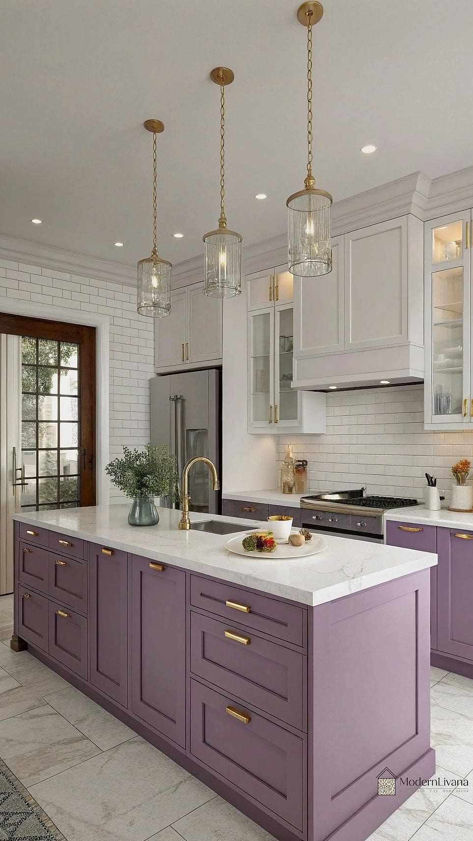 29 Purple Kitchen Ideas That Are Stylish and Practical 23 Ombre Purple Cabinet Doors
