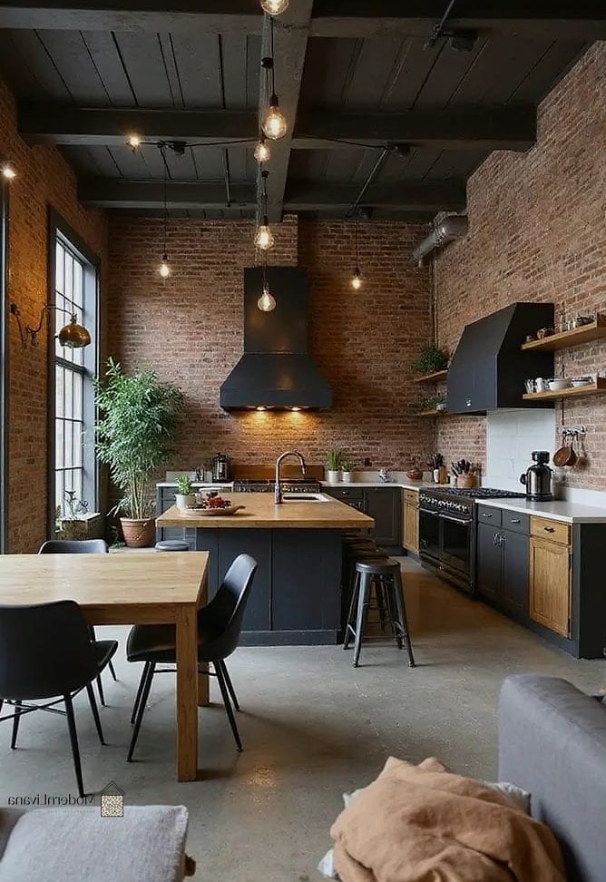 26 Industrial Style Kitchen Ideas From Homes We Absolutely Love 19 Open Concept Layout with Steel Beams
