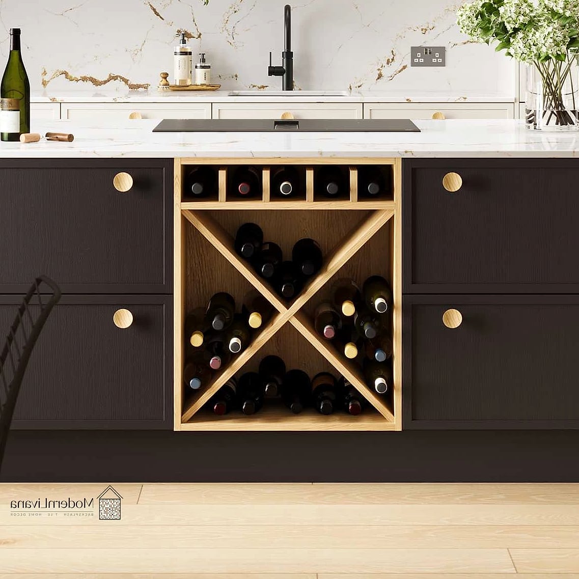 Open Shelving With Wine Rack Insert