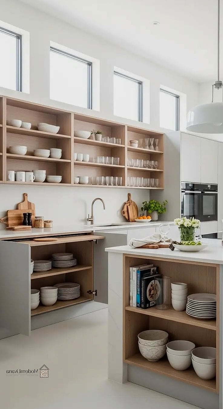 30 Kitchen Cabinet Ideas That Are Absolutely Worth It 6 Open Shelving Mixed with Closed Storage