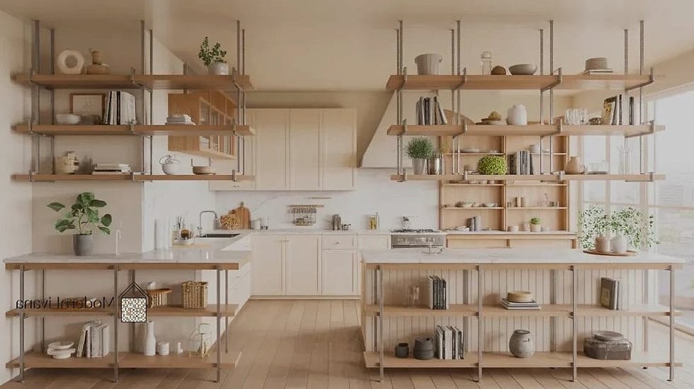 Open Shelving Near the Dining Area