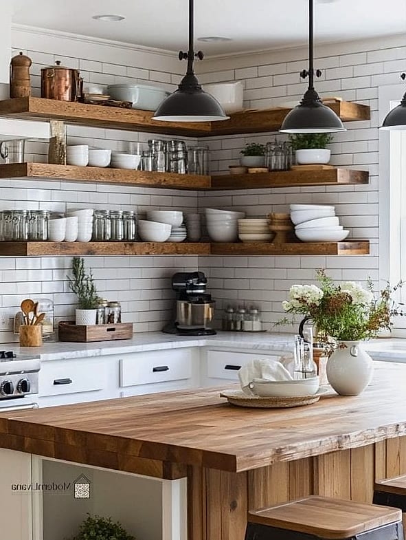 Open Shelving with Reclaimed Wood