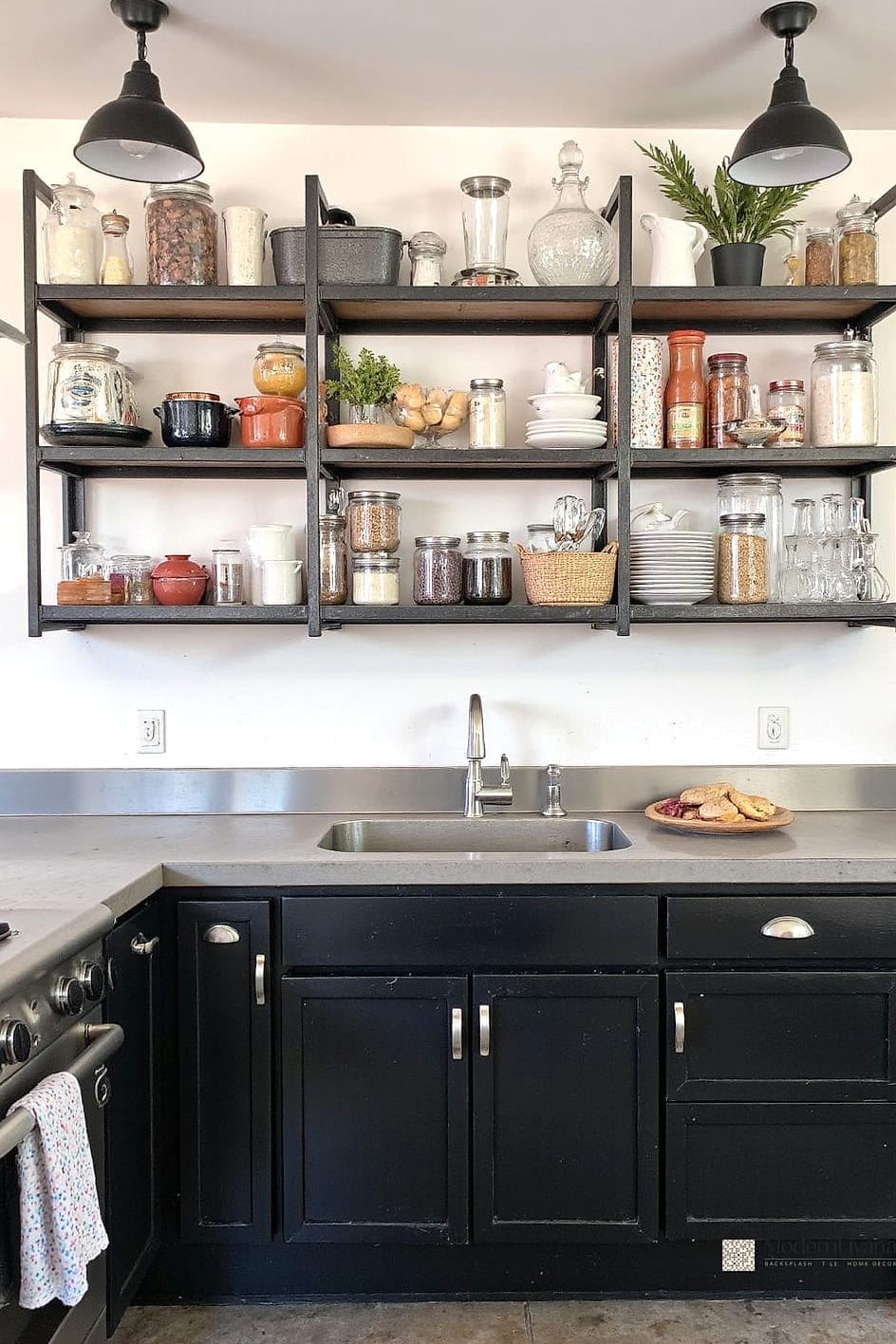 26 Industrial Style Kitchen Ideas From Homes We Absolutely Love 4 Open Shelving with Metal Brackets