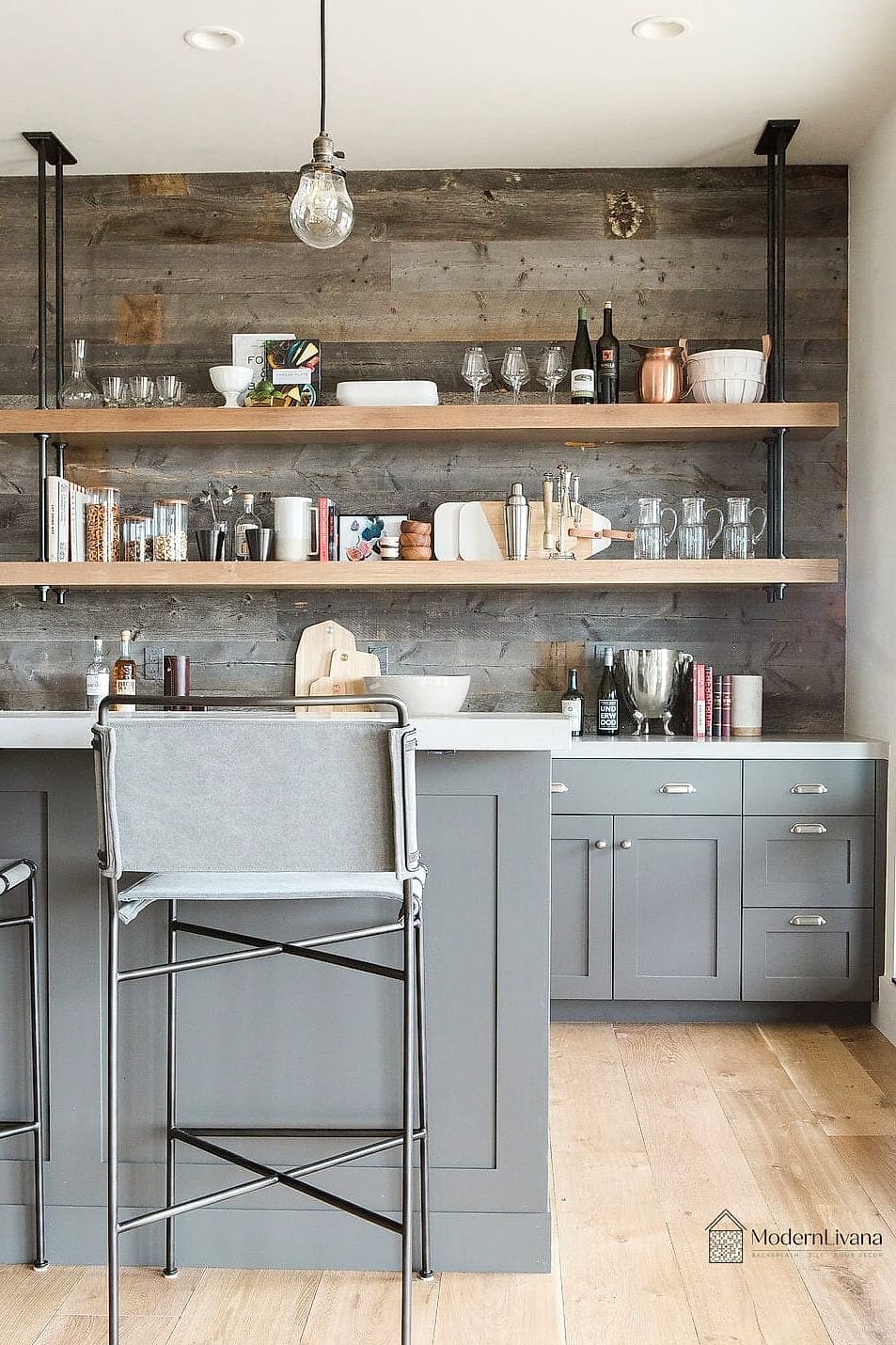 Open Shelving with Reclaimed Wood