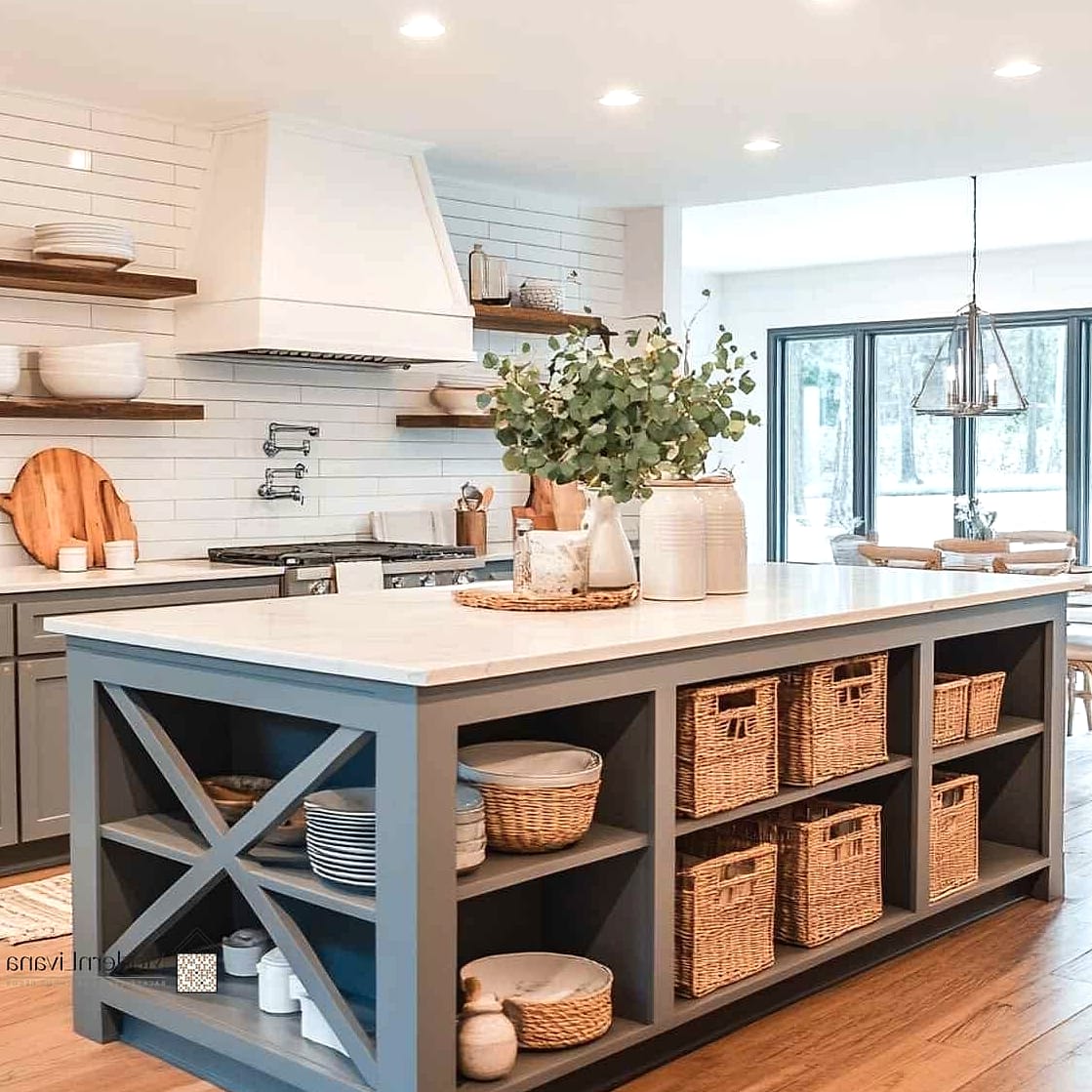 26 Kitchen Island Ideas You'll Want to Save Right Now 11 Open Shelving on the End