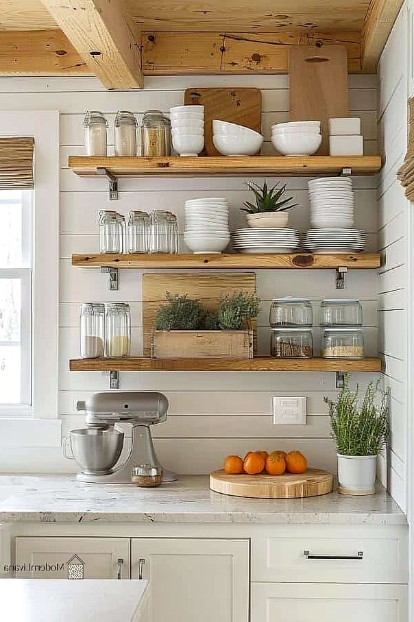 Open Shelving Instead of Upper Cabinets