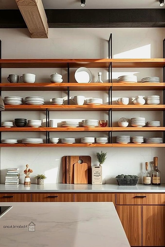 25 Kitchen Layout Ideas Functional Layouts Ideas That Look Expensive But Aren't 17 Open Shelving on One Wall Only