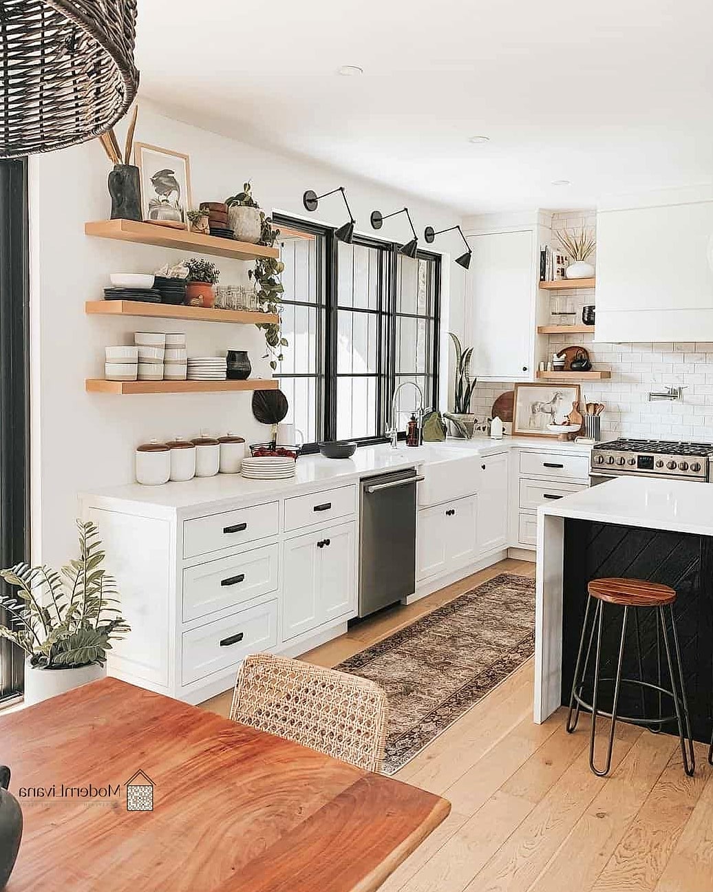 23 White Modern Kitchen Ideas Worth Bookmarking Before You Renovate 6 Open Shelving with Curated Displays