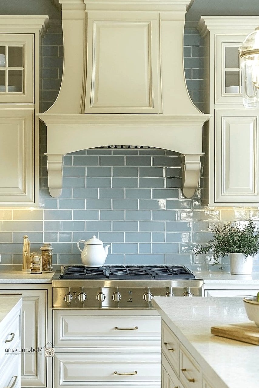 Pale Blue with Open Shelving