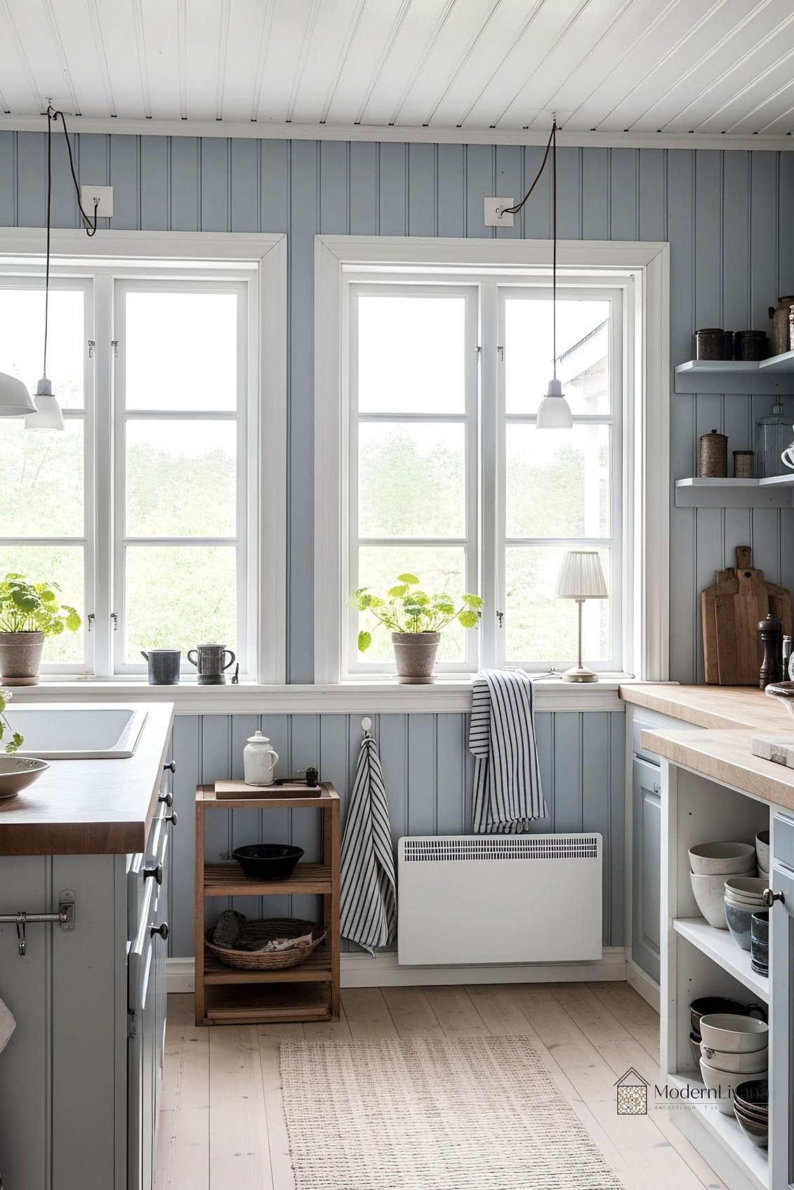 Pale Blue or Sage Green Cabinet Accents
