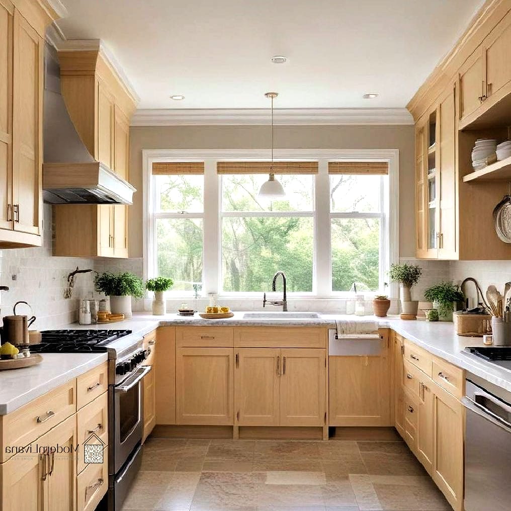 27 Light Wood Kitchen Ideas Worth Bookmarking Before You Renovate 16 Pale Wood Cabinets with Marble Backsplash