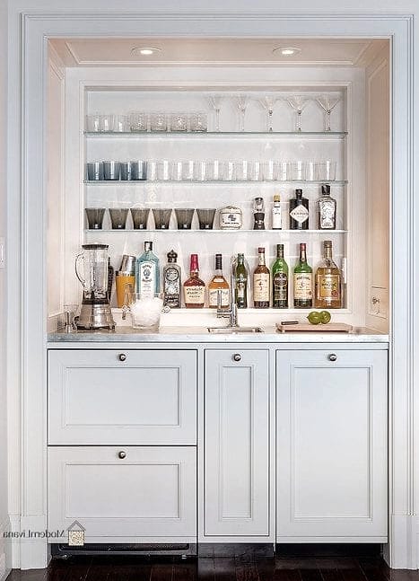 Paneled White Cabinet to Match Kitchen Island