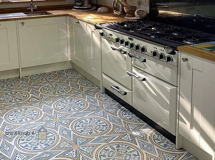 22 Kitchen Floor Tiles Ideas You Haven't Seen Before 11 Patterned Tile Runner Down a Galley Kitchen