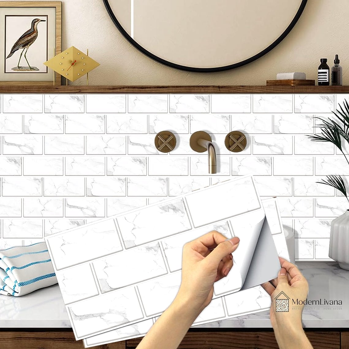 23 Very Small Kitchen Ideas to Show Your Contractor 14 Peel-and-Stick Tile Backsplash