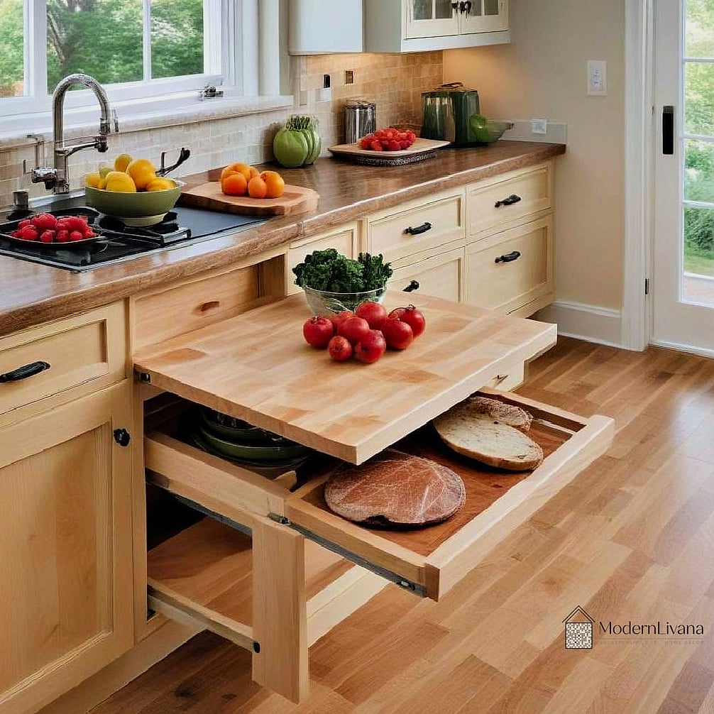 25 Kitchen Peninsula Ideas Stylish Functional Peninsula Ideas Perfect for Any Budget 22 Peninsula with a Built-In Cutting Board Insert