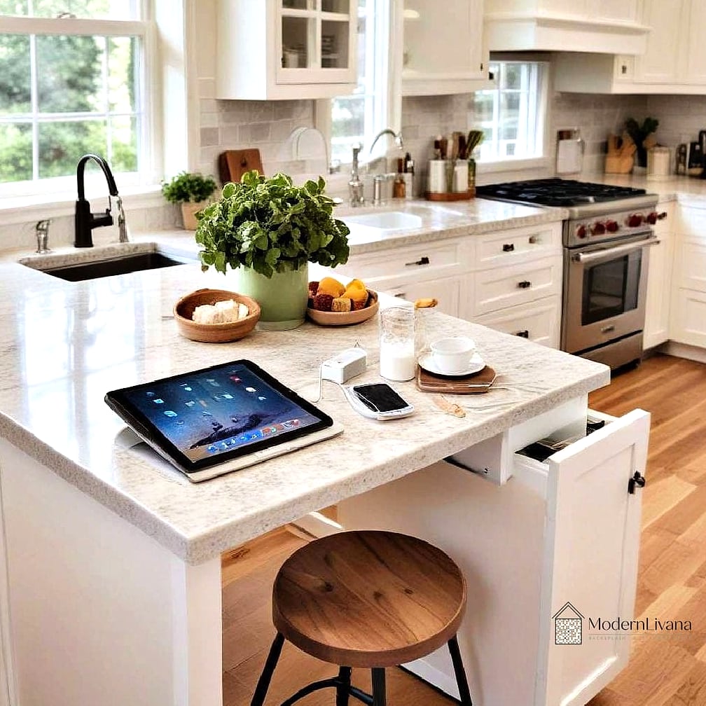 25 Kitchen Peninsula Ideas Stylish Functional Peninsula Ideas Perfect for Any Budget 20 Peninsula with Integrated Charging Station