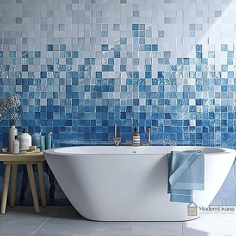 23 Blue Mosaic Tile Ideas From Homes We Absolutely Love 13 Periwinkle Blue Bar Backsplash