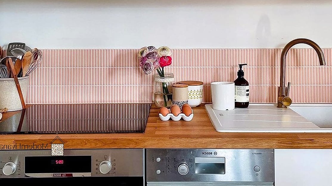 24 Pink Kitchen Ideas to Inspire Your Next Renovation 10 Pink Mosaic Tile Floor