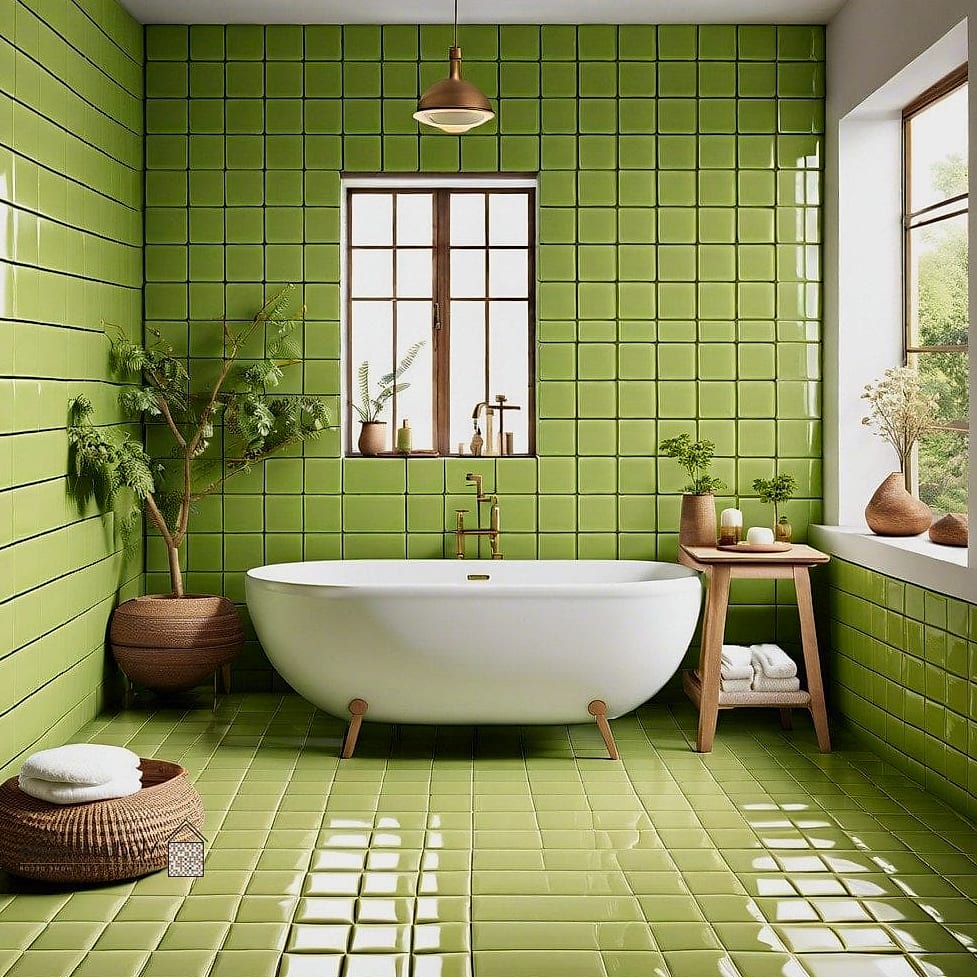 29 Green Tile Ideas That Look Expensive But Aren't 11 Pistachio Green Tile Bathroom Backsplash