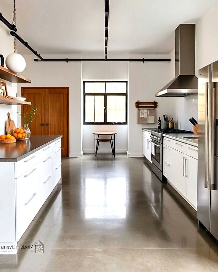 26 Industrial Style Kitchen Ideas From Homes We Absolutely Love 18 Polished Concrete Flooring