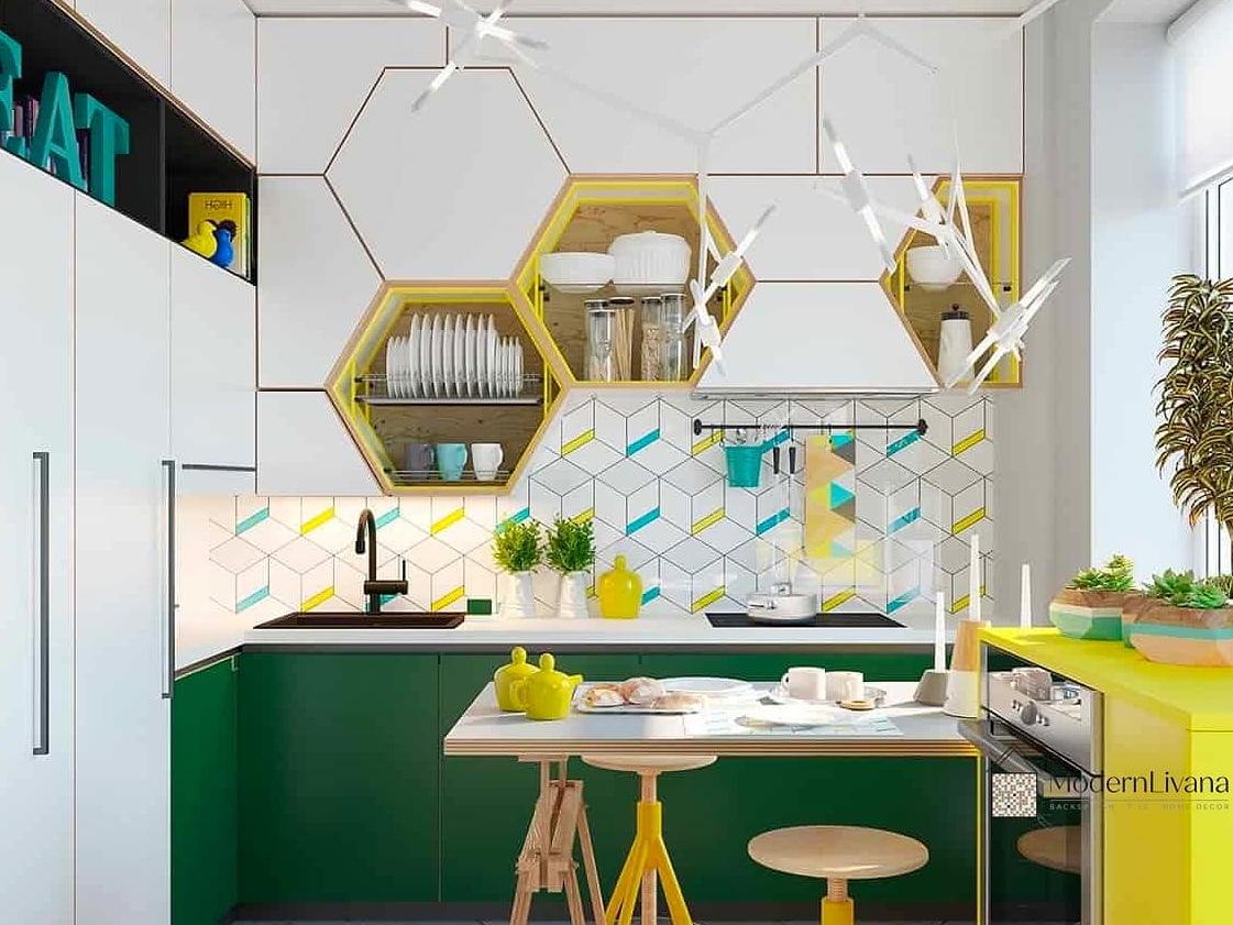 A Pop of Color on the Lower Cabinets