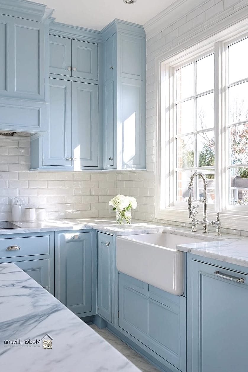 Powder Blue Shaker Cabinets