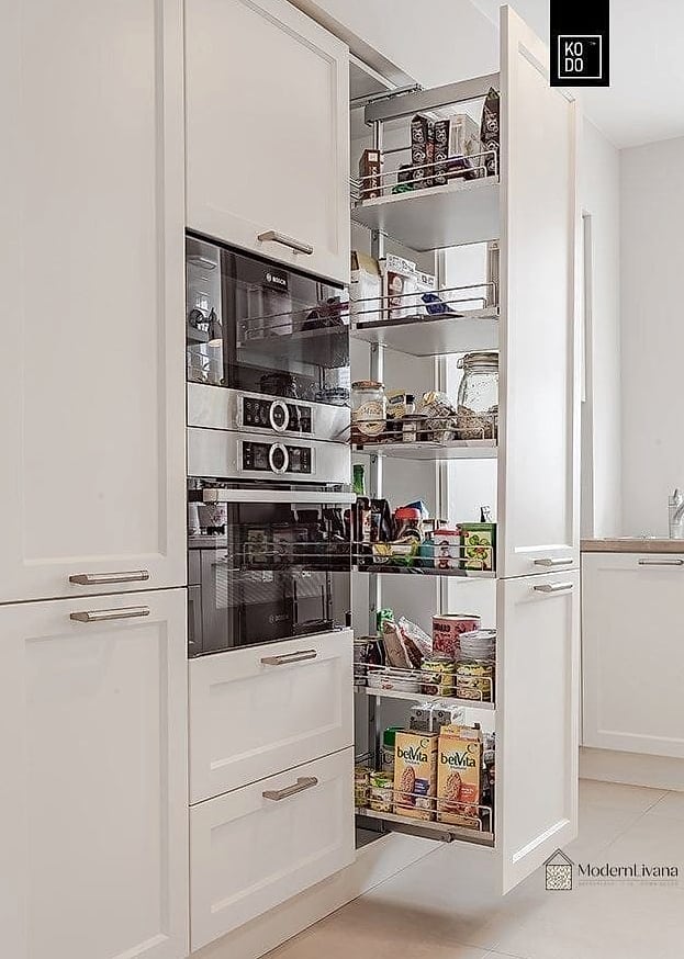 25 Kitchen Layout Ideas Functional Layouts Ideas That Look Expensive But Aren't 25 Pull-Out Pantry Cabinet Beside the Fridge