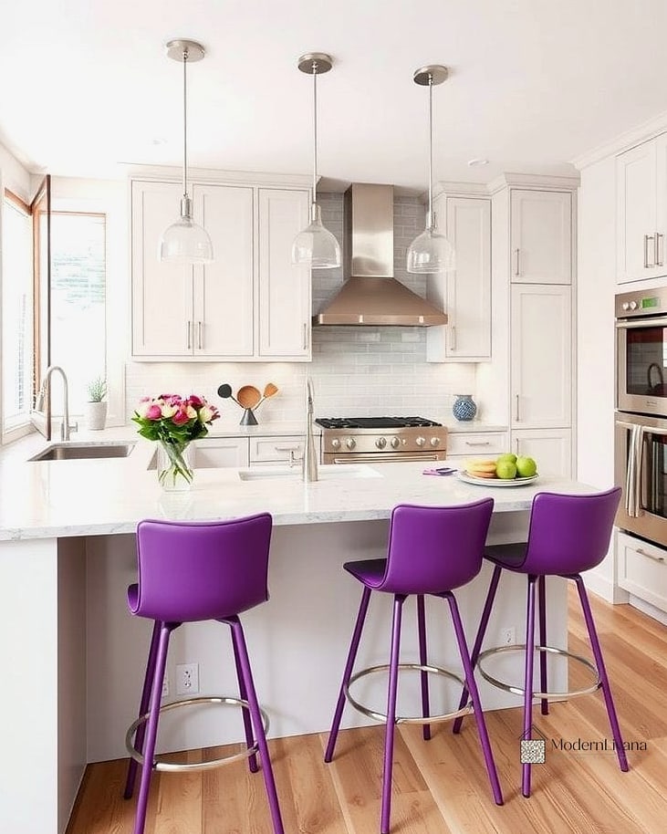 29 Purple Kitchen Ideas That Are Stylish and Practical 27 Purple Bar Stools for a Pop of Color