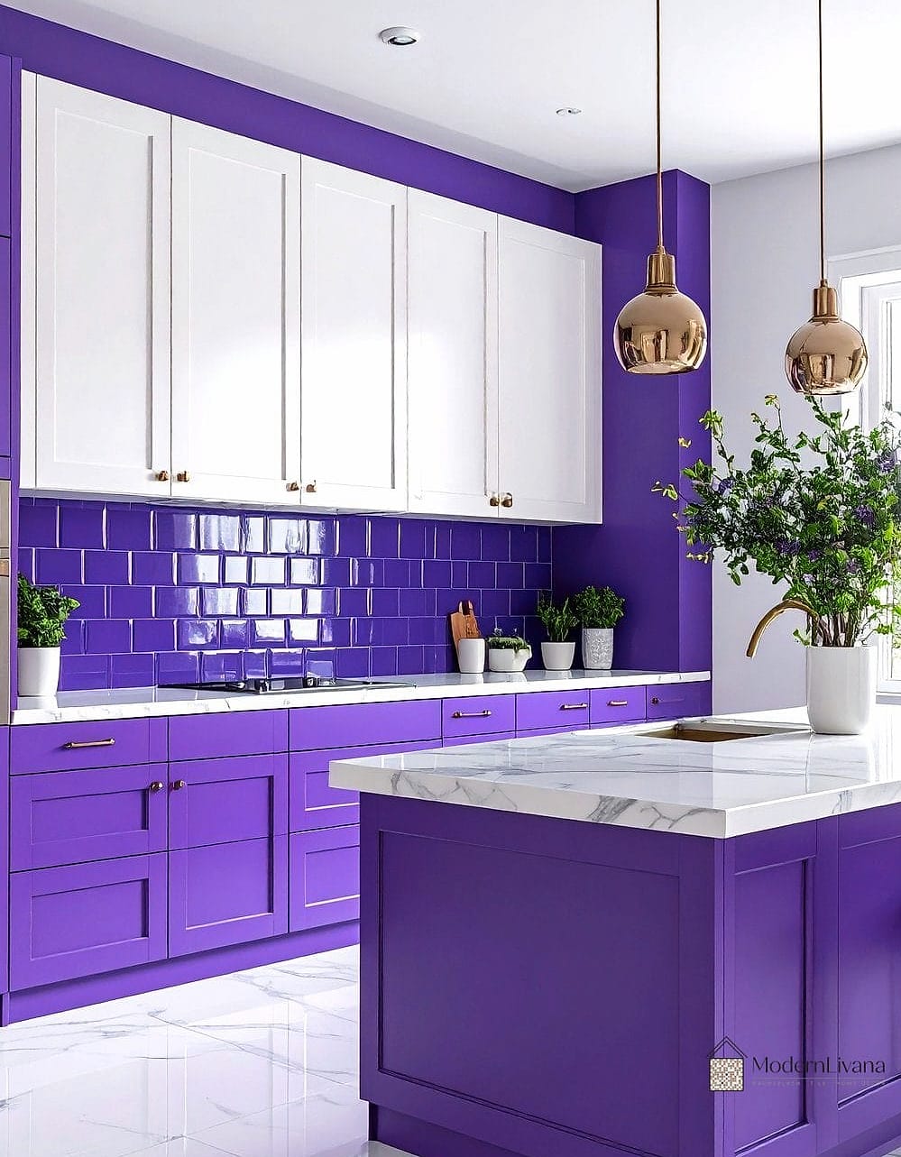 29 Purple Kitchen Ideas That Are Stylish and Practical 5 Purple Subway Tile Backsplash