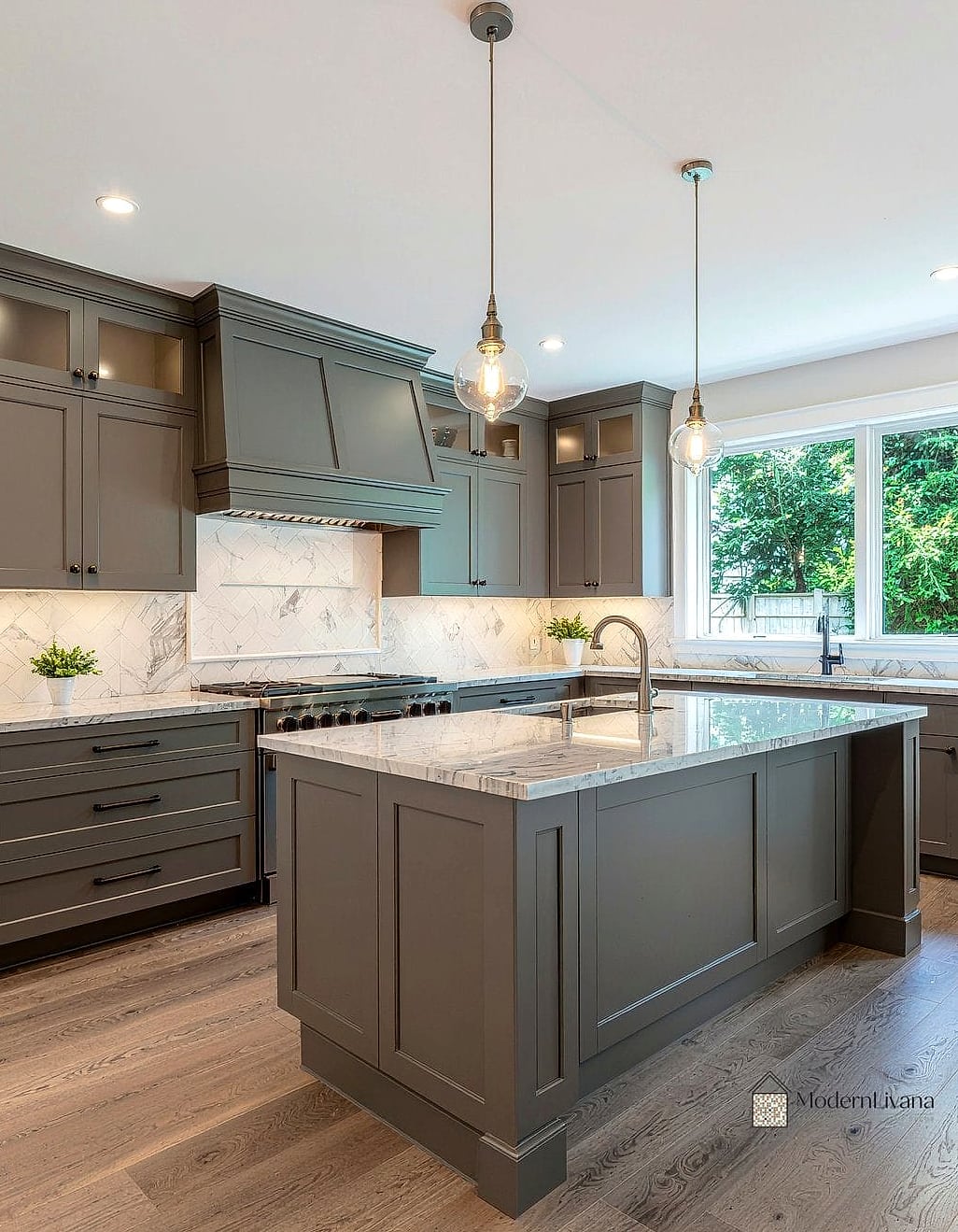Raised Panel Cabinets with Under-Cabinet Lighting