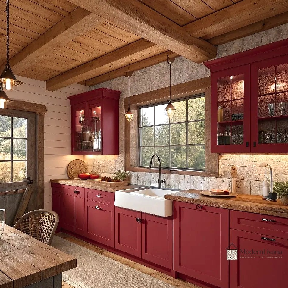 Red Farmhouse Sink Surround