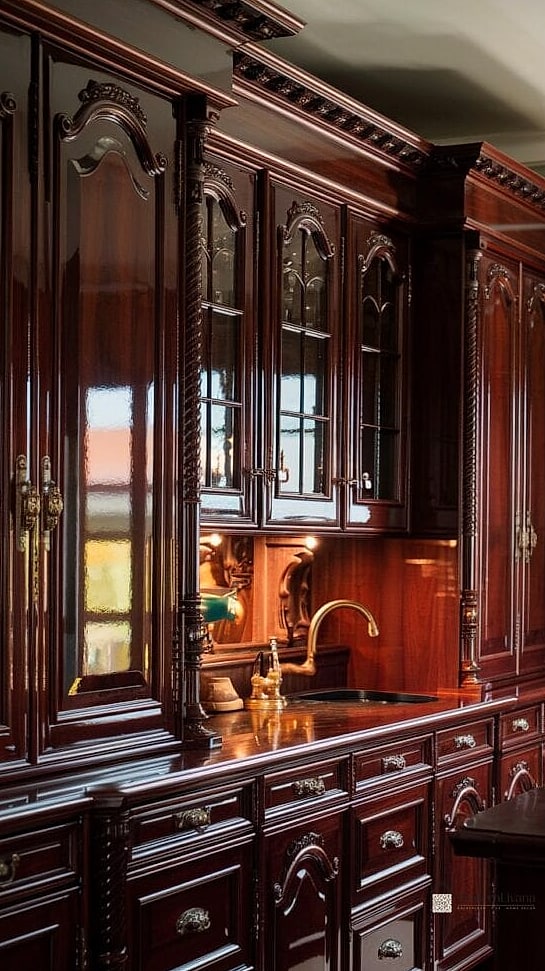 Rich Mahogany or Walnut Island