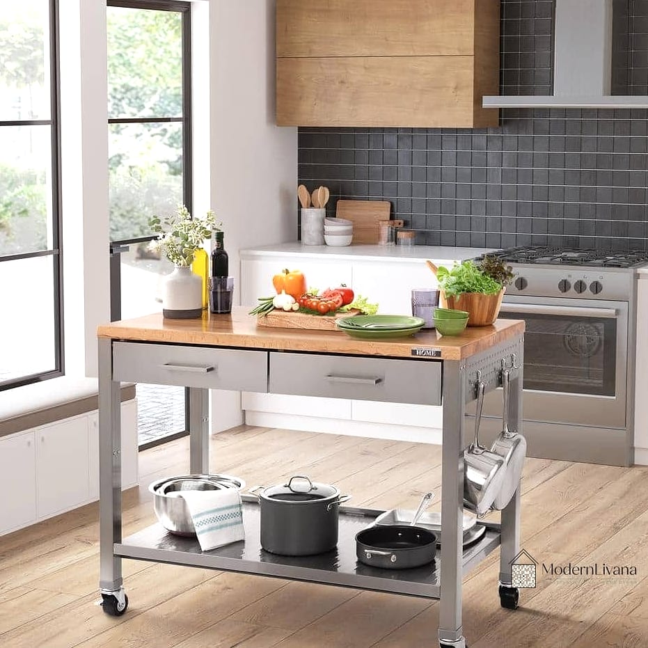 27 Kitchen Island Ideas for Every Home Style and Budget 12 Rolling Kitchen Cart as a Mini Island