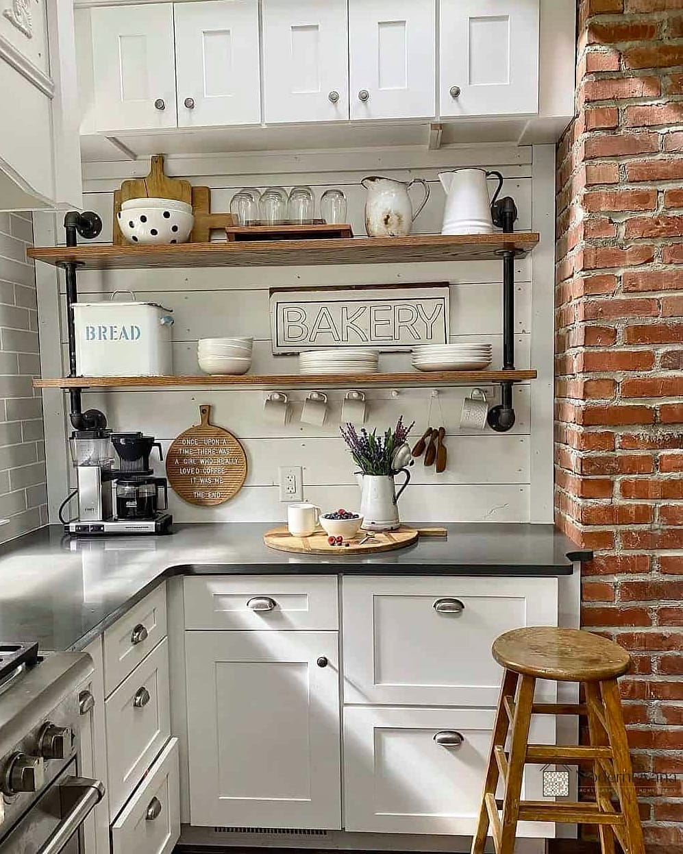 22 Open Shelving Kitchen Ideas That Will Transform Your Space 12 Rustic Farmhouse Shelving with Exposed Brackets