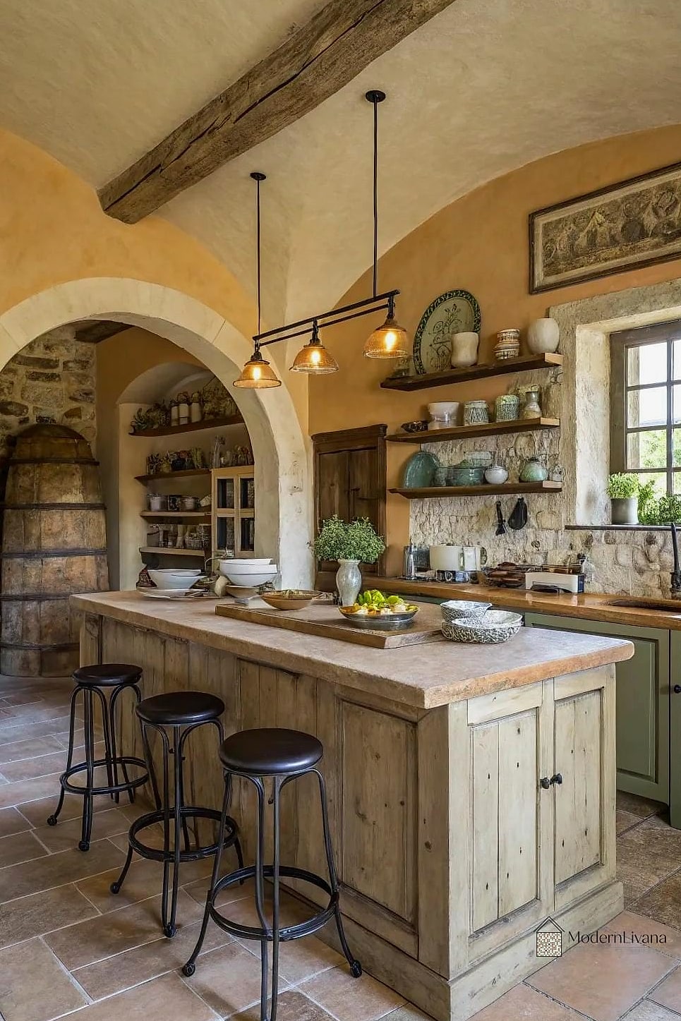 Rustic Wood Dining Table as Island Alternative