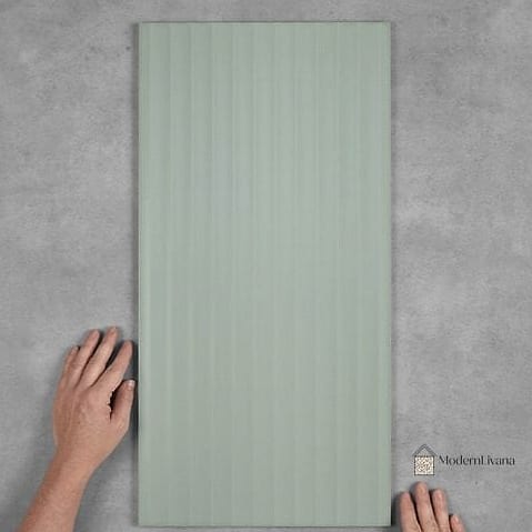 29 Green Tile Ideas That Look Expensive But Aren't 8 Sage Green Fluted Tile Accent Wall