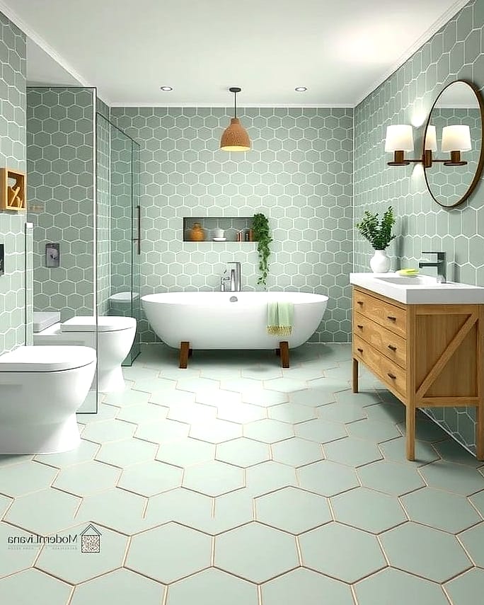 29 Green Tile Ideas That Look Expensive But Aren't 13 Sage Green Large-Format Tile Shower