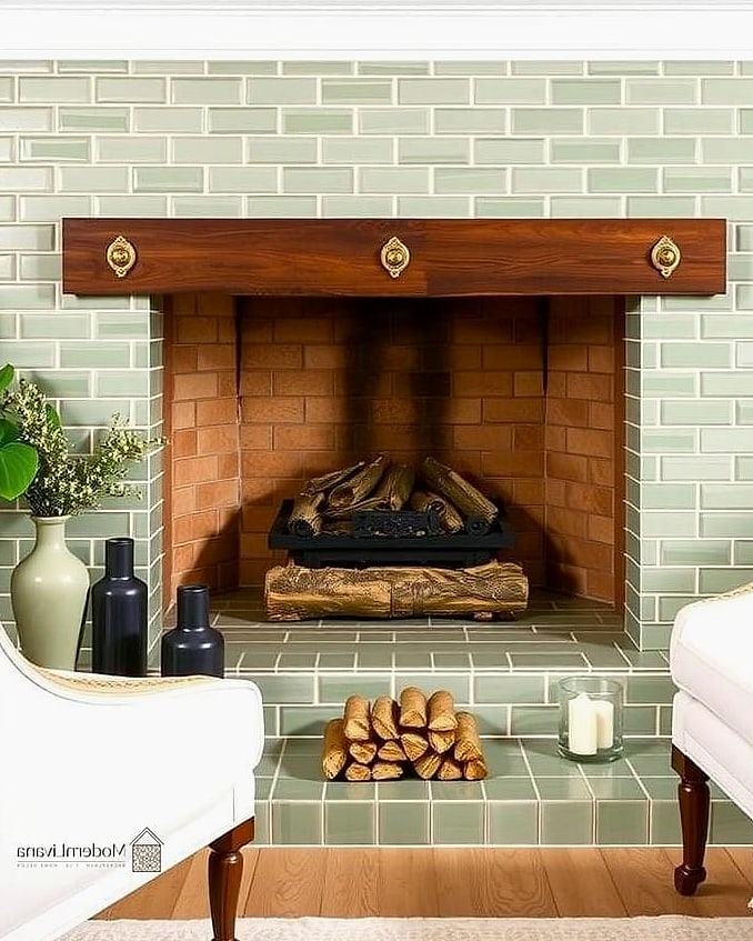 29 Green Tile Ideas That Look Expensive But Aren't 17 Sage Green Tile Fireplace Surround