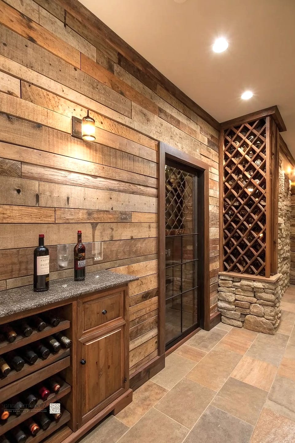 Salvaged Wine Crate Wood Backsplash