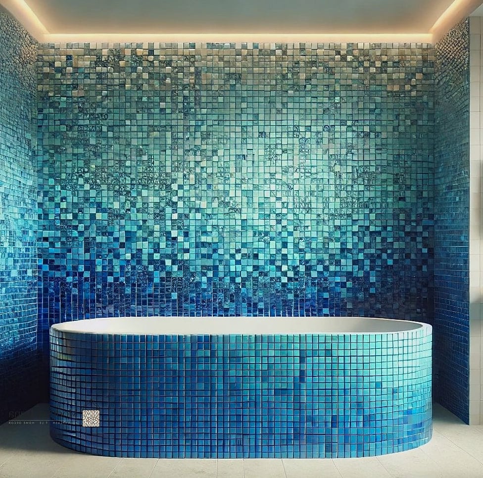 23 Blue Mosaic Tile Ideas From Homes We Absolutely Love 15 Sapphire Blue Bathtub Surround